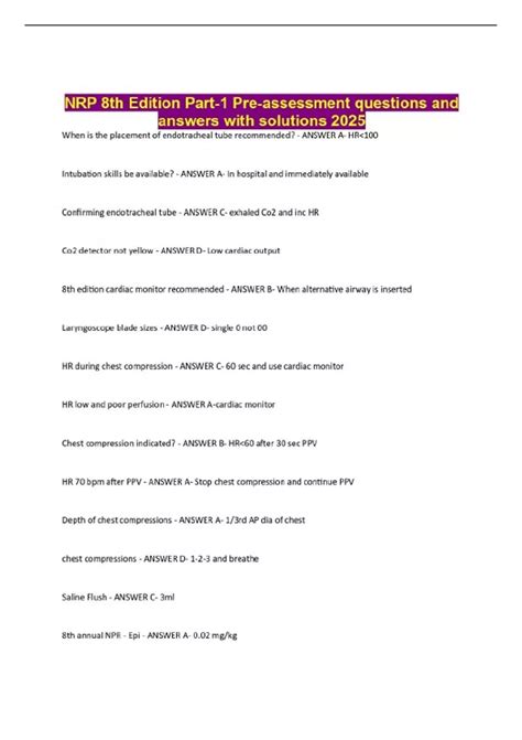 NRP 8th Edition Part-1 Pre-assessment questions and answers with ...