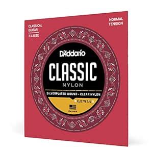 D'Addario EJ27N 3/4 Student Nylon Fractional Classical Guitar Strings ...