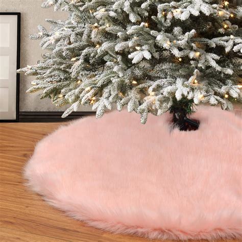 Amazon.com: Faux Fur Christmas Tree Skirt: 36 Inch Pink Plush Faux Fur ...