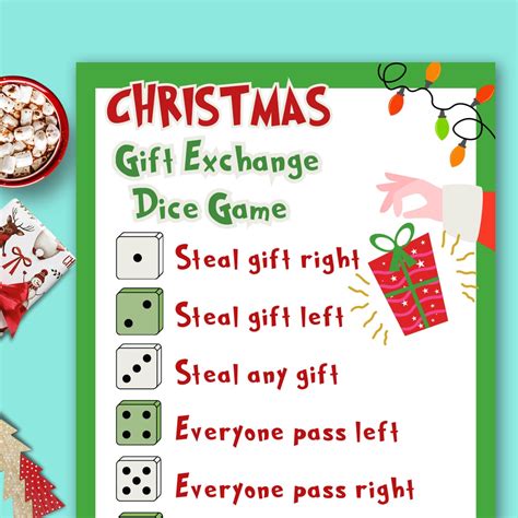 Christmas White Elephant Gift Game, Gift Exchange Dice Game, White ...