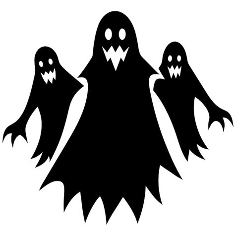 A black and white drawing of three ghosts with faces on it | Premium AI ...