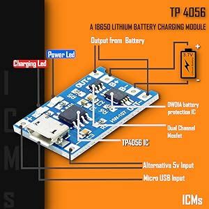 Icstore TP4056 / TP 4056 / TPA4056 DC Charging Boost, 18650 3.7v Lipo ...