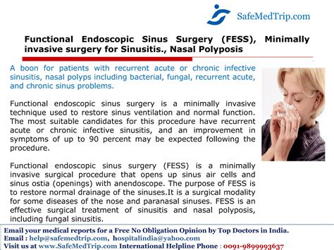 Functional Endoscopic Sinus Surgery (FESS), Minimally invasive surgery for Sinusitis., Nasal ...