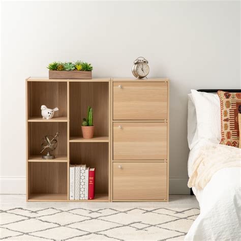 IRIS Book Case Organizer Brown Wood 3 -Shelf Bookcase with Doors ( 16. ...