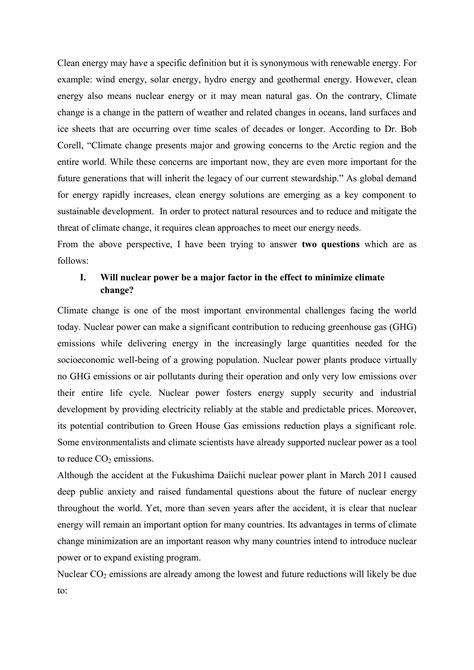 Role of clean energy in climate change | PDF