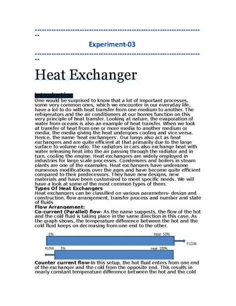 Experiment 3 (Heat Exchanger) - Experiment- Heat Exchanger Introduction ...