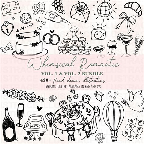 Whimsical Wedding Clipart Bundle, Hand-drawn Illustration Icons ...