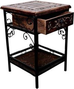 Handmade Heavenly Wood and Wrought Iron Bedside Table, Stool with ...