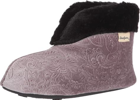 Amazon.com | Dearfoams Women's Sadie Embossed Velour Bootie Slipper ...