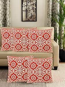 Buy Saral Home Cotton Jacquard Cushion Cover Set of 2Pc -40x40 cm, Red ...