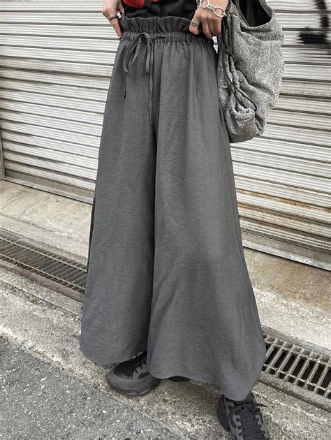 FRIFUL Women's Grey High Waist Wide Leg 7/8 Pants, Spring & Summer | SHEIN