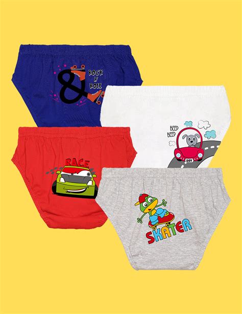 Nusyl Boys printed briefs combo-pack of 4(White,Red,Grey,Royal blue)