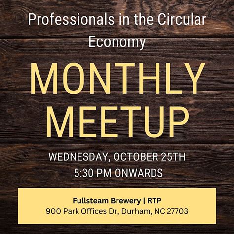 Monthly Meetup for Circular Economy Professionals, Fullsteam at Boxyard ...