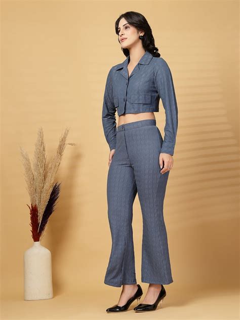Blue Solid Top With Trouser Co-Ords Set – CINK