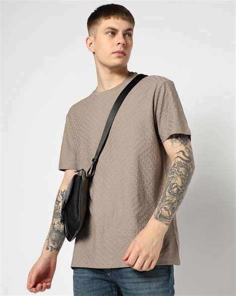 Men Brown Logo Execution Regular Fit T-Shirts