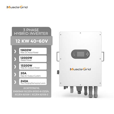 MuscleGrid Pure Sine Wave IP65 12KW Low Voltage 3 Phase Hybrid Solar I ...