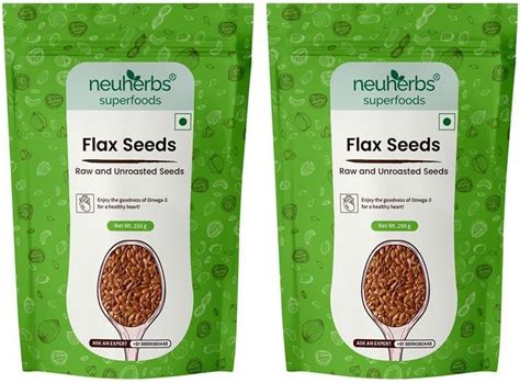 Neuherbs Raw & Unroasted Flax seeds 250 gm (Pack of 2) - Alsi Seeds ...
