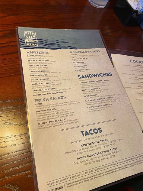 Menu at Fish City Grill restaurant, Waxahachie