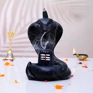 Craftam Polyresin Naag with Shivling Smoke Backflow Cone Incense Holder ...