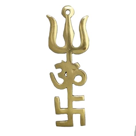 Buy Divya Mantra Indian Traditional Trishul Om Swastika Pure Brass ...