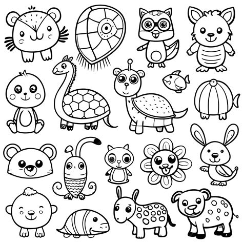 Una colección lúdica de animales de dibujos animados para colorear ...