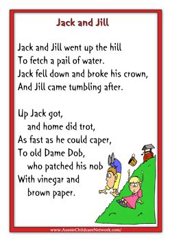 Jack and Jill Nursery Rhyme Printable | Nursery rhymes songs, Nursery ...