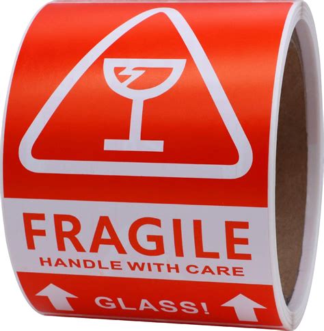 Buy Hybsk 3x5 inch Fragile Handle with Care Glass Stickers Adhesive ...