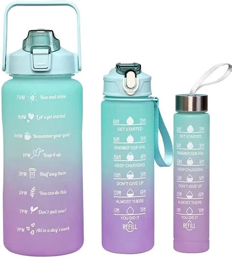 QBLYN Sports Water Bottles Set of 3, 2000ml+900ml+500ml BPA Free ...