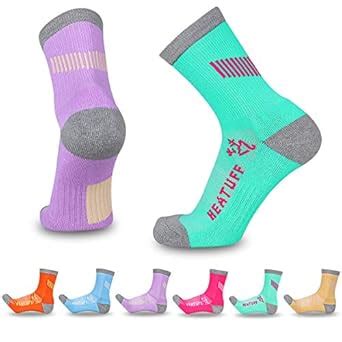 Heatuff Womens 6 Pack Hiking Crew Socks Performance Athletic Cushion ...