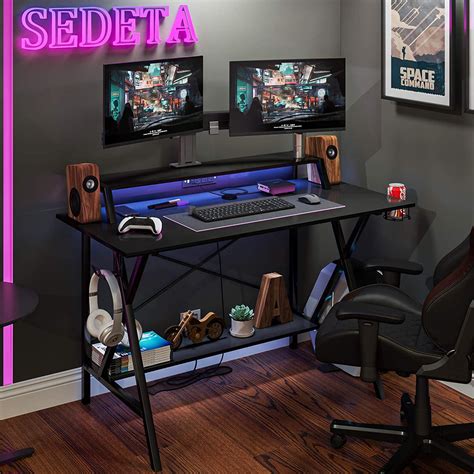 Buy 47 Gaming Desk Computer Table Workstation with USB Port and Power ...