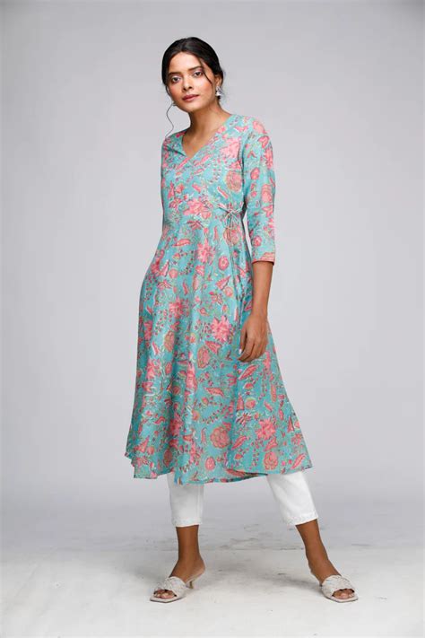 Barkha Blue Block Print Angarakha