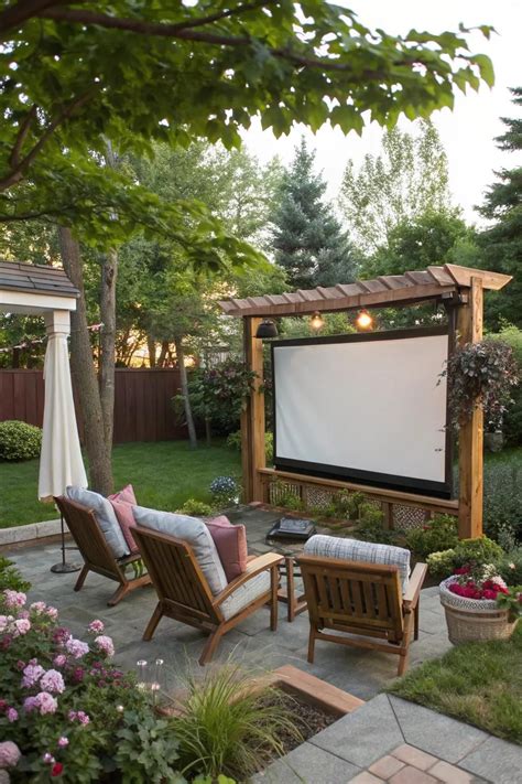 Outddoor projection screen | Projector in patio, Outside movie screen ...