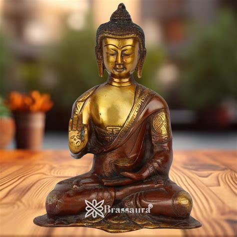 Brass Blessing Buddha Weight 2.1 kg & Height 8 Inch – Brassaura