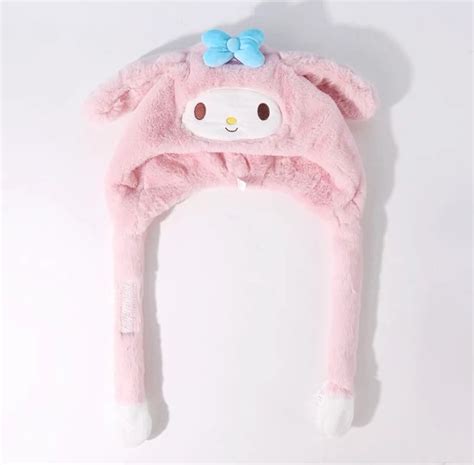 Sanrio My Melody Kuromi Cinnamoroll Hat Ear can Move Winter Warm Acces ...
