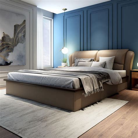 Buy Winston Premium Leatherette Beige King Size Bed Online At Durian