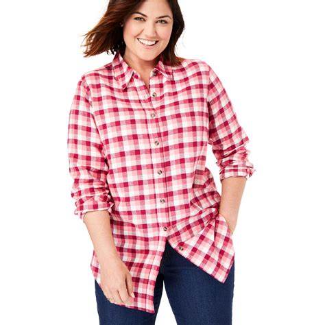 Woman Within Plus Size Classic Flannel Shirt Blouse - Walmart.com