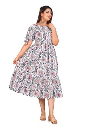 Kuruti B Sheets Women's Cotton Printed Anarkali Frock Long Kurti and ...