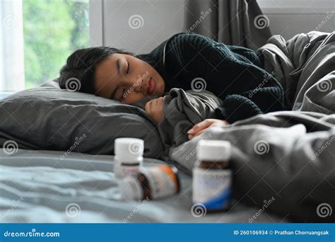 Sick Little Girl In Bed