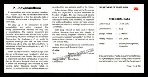 2010 INDIA INDIA P Jeevanandam Plain Unstamped Brochure – Worldwidemint