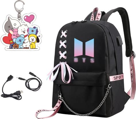 Buy OMECAR Kpop Backpack with Audio Cable USB Charging Port V JUNGKOOK ...