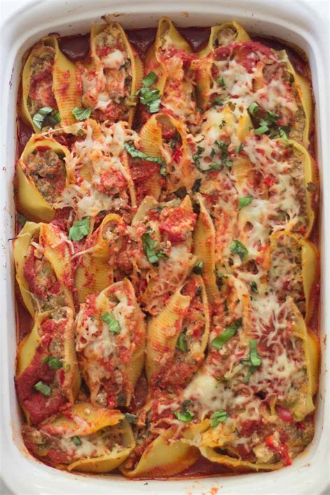 Easy Stuffed Shells with Meat and Veggies - MJ and Hungryman