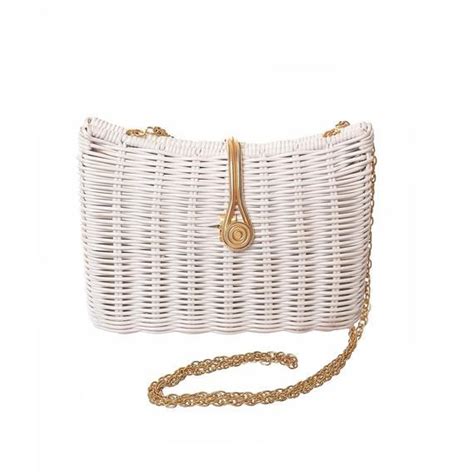 Vintage 60s White Wicker Handbag 1960s Retro Shoulder Bag Convertible ...