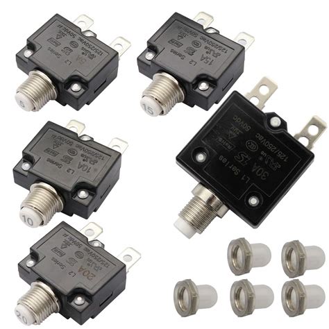 T Tocas 5pcs Push Button Reset 5A 10A 15A 20A 30A Circuit Breakers with ...