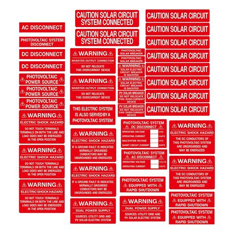 PV Label Depot - Joyfulmap 40 Premium UV Resistant Solar PV Safety ...