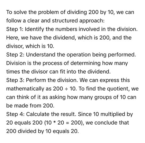 Solved: What is 200 divide by 10 [Math]