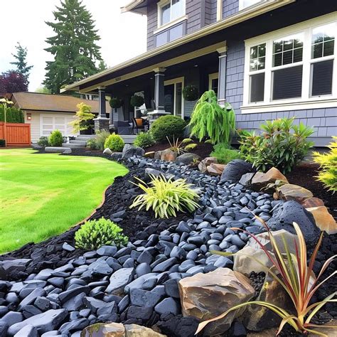 20+ Edgy Black Rock Landscaping Ideas for a Seriously Cool Front Yard ...
