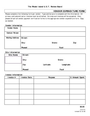 Fillable Online dem ri VENDOR EXPENDITURE FORM - dem ri Fax Email Print ...