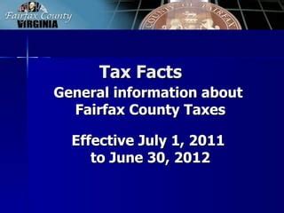 2011-2012 Fairfax County Tax Facts | PPT