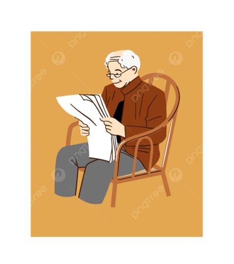 Anciano Sentado En Una Silla Leyendo El Periódico PNG , Viejo, Vejez ...