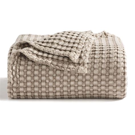 Bedsure Cooling Bamboo Waffle King Size Blanket - Soft, Lightweight and ...